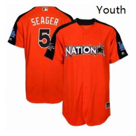 Youth Majestic Los Angeles Dodgers 5 Corey Seager Authentic Orange National League 2017 MLB All Star MLB Jersey